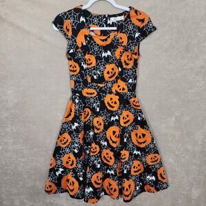 H.R Homrain Pin Up Halloween Spooky spider webs SZ: Small 50's Style Swing Dress